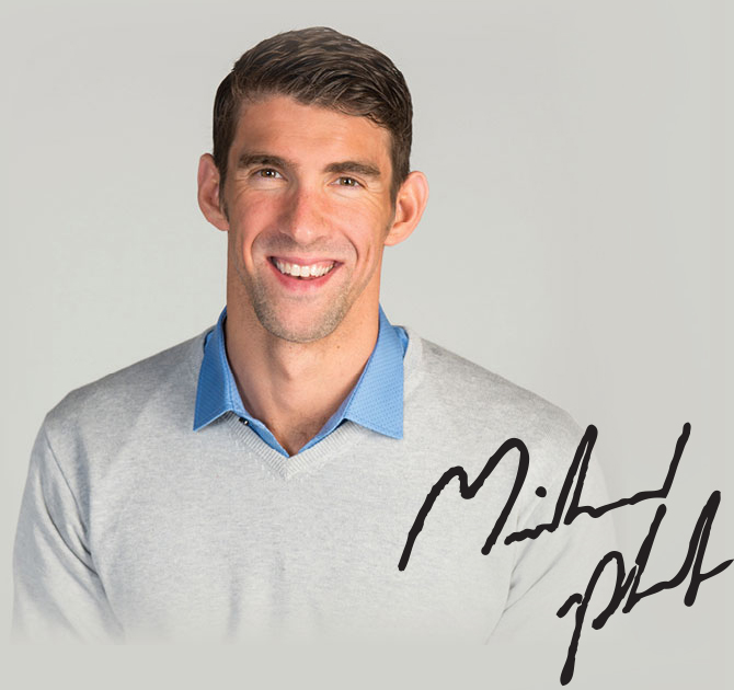 Image of Michael Phelps with his signature
